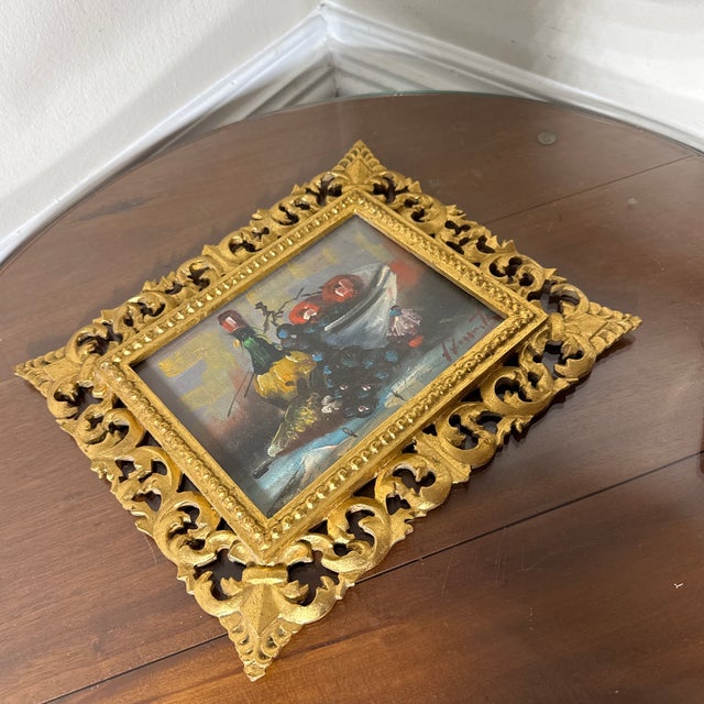 1960s Vintage Italian Still Life Oil Painting Ornate Framed and Signed For Sale - Image 5 of 9