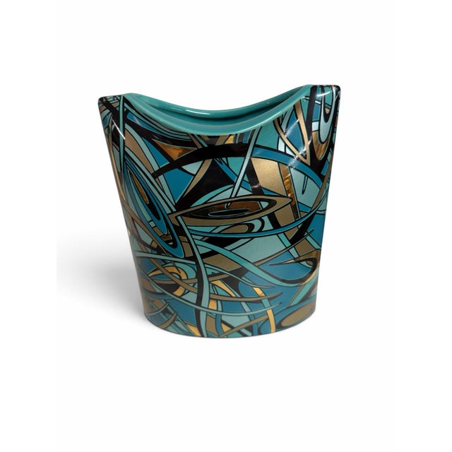 Add a vibrant pop of high-contrast postmodern style to your interior with this iconic vintage "pillow" (or "kissen") vase...