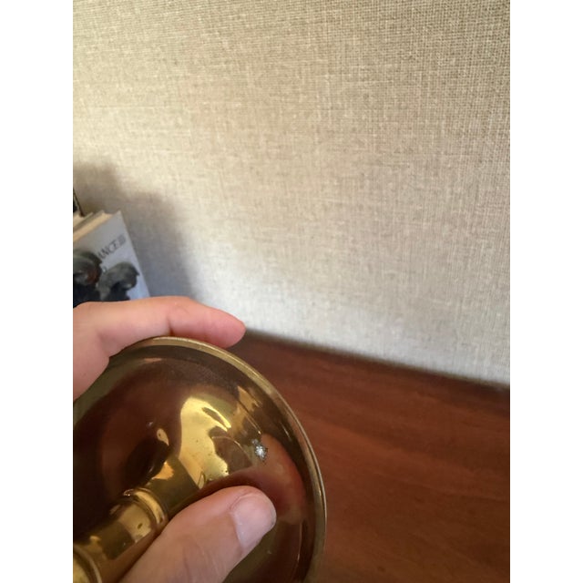 Mid-Century Modern Vintage Polished Brass Candlesticks - A Pair For Sale - Image 3 of 6