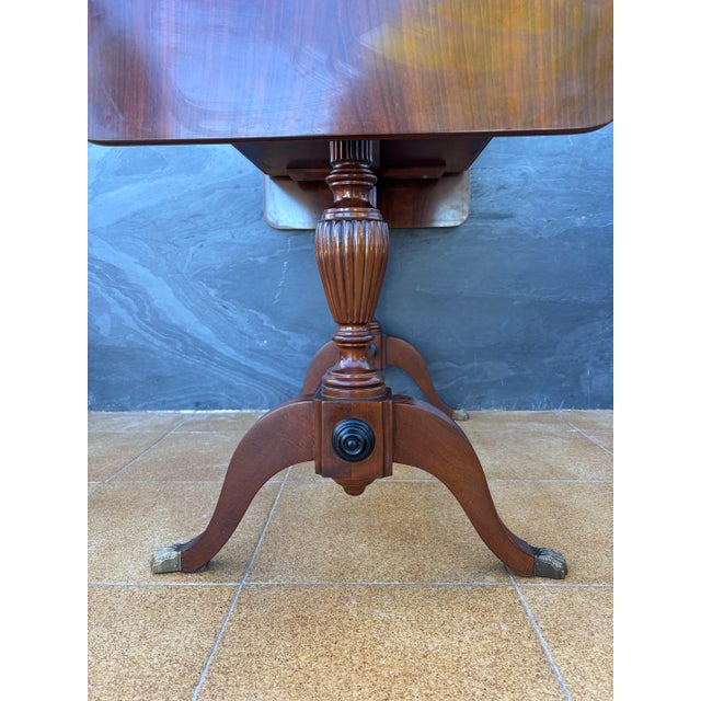 1940s Spanish Regency Revival Drop-Leaf Writing Table with Leather Top, 1940s For Sale - Image 5 of 15
