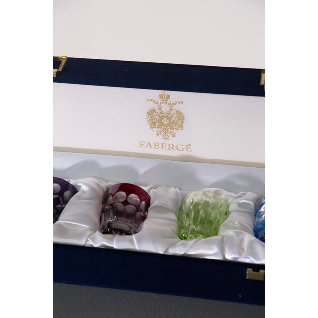 Blue Crystal Vodka Nazdrovia Shot Glasses from Imperial Faberge, 2000s For Sale - Image 8 of 11