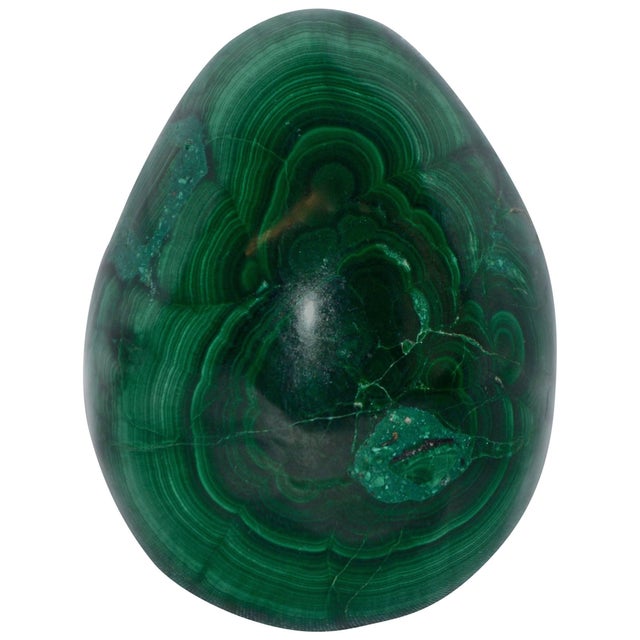 Gemstone Midcentury Green Malachite Egg For Sale - Image 7 of 7