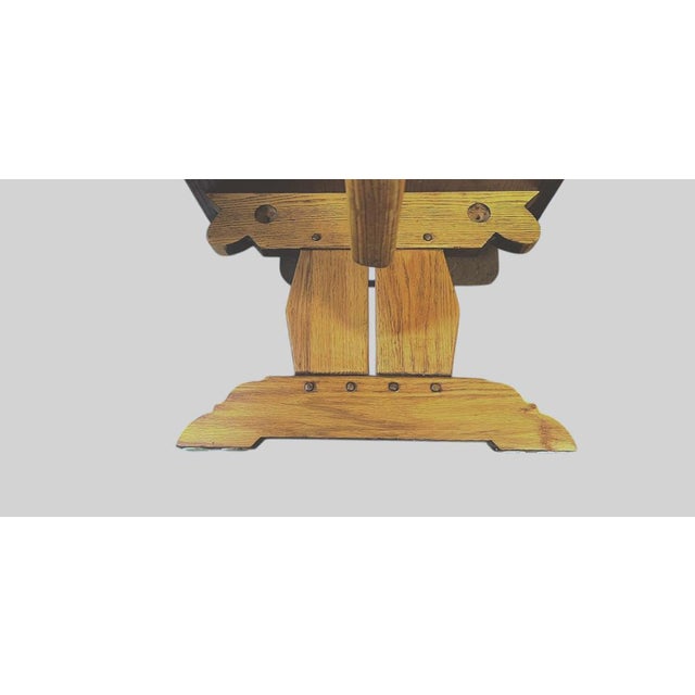 Rectangle Oak Trestle Coffee Table, 1970s For Sale - Image 13 of 15