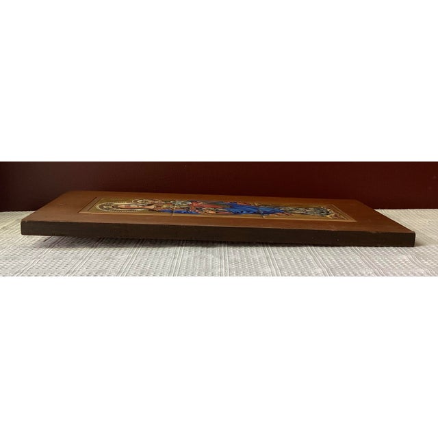 Vintage Orthodox Icon Infant of Prague Hand Painted Tiles on Wooden Wall Plaque For Sale - Image 10 of 12