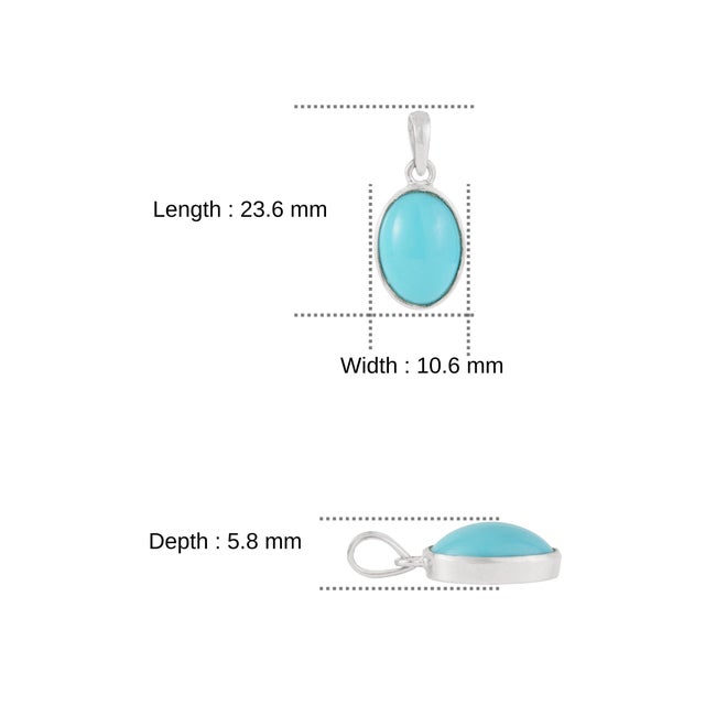 Vibrant Oval 4.7 Ct Natural Turquoise Bezel Set 925 Silver Pendant for Her For Sale - Image 11 of 13