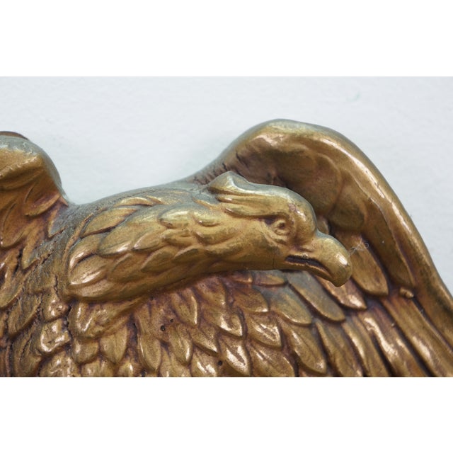 Antique Federal Giltwood Convex Bullseye Rondel Eagle Wall Mirror 31" For Sale - Image 11 of 15