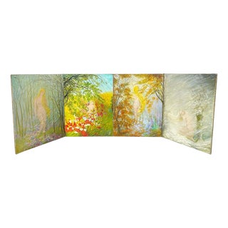 Marie-Madeleine de Rasky, The 4 Seasons, Oil on Canvases, Set of 4 For Sale