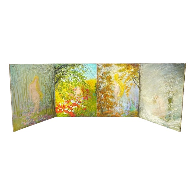 Marie-Madeleine de Rasky, The 4 Seasons, Oil on Canvases, Set of 4 For Sale