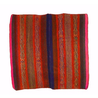 Red Striped Peruvian Heirloom Rug - 5'1'' X 5'9'' For Sale