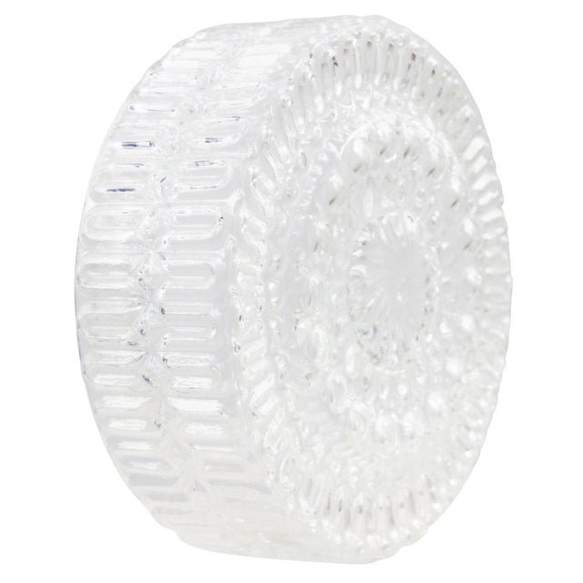 Metal Mid-Century Round Textured Glass Flush Mount For Sale - Image 7 of 12