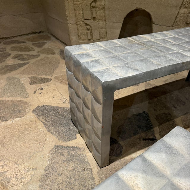 1970s Aluminum Bench and Side Tables Style of Paul Evans Mid-Century Modern For Sale - Image 10 of 15