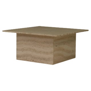Square Travertine Coffee Table in the Style of Up&Up Mangiarotti, Italy, 1970s For Sale
