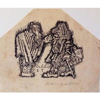 Michel Fingesten, Ex Libris E.T., Woodcut Print, 20th Century For Sale
