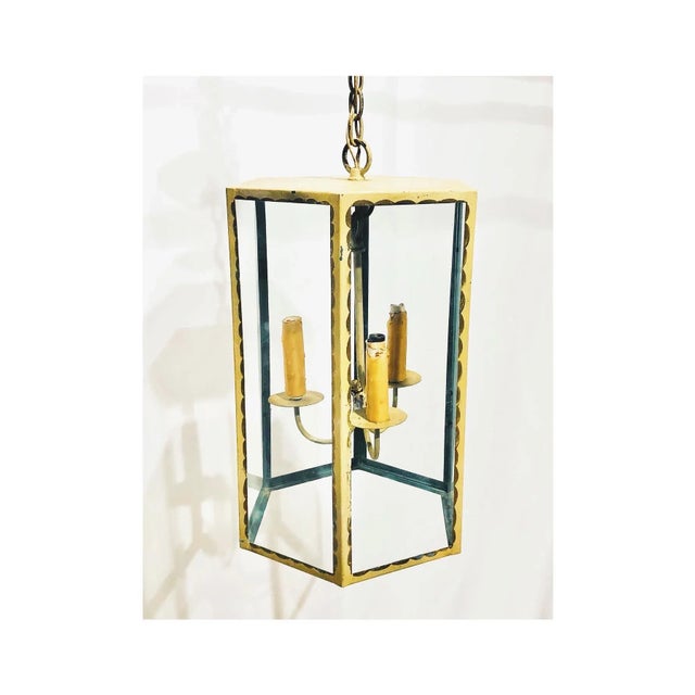 Early 20th Century French Hand Painted Hanging Glass Lantern Chandelier For Sale - Image 11 of 13