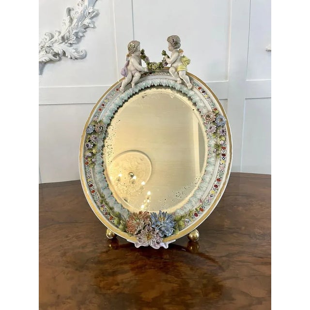 Large Antique Continental Porcelain Easel Mirror For Sale - Image 13 of 13