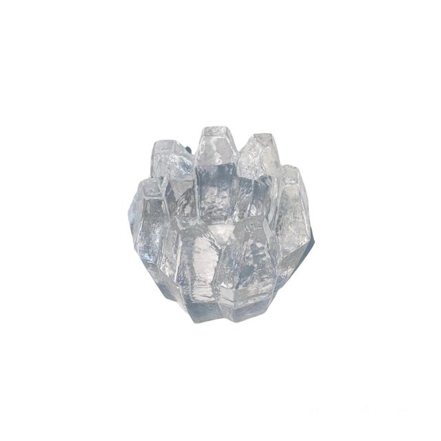 Kosta Boda Vintage Kosta Boda Orrefors Heavy Glass Icicle Crystal Votive Holder Mid Century For Sale - Image 4 of 13