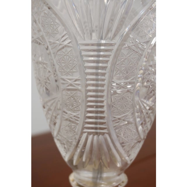 Etched Crystal Table Lamp W. Brass Base For Sale - Image 4 of 9