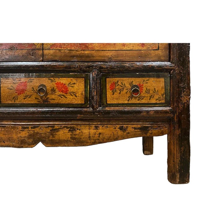 Orange Late 19th Century Antique Chinese Mongolia Cabinet Sideboard For Sale - Image 8 of 13