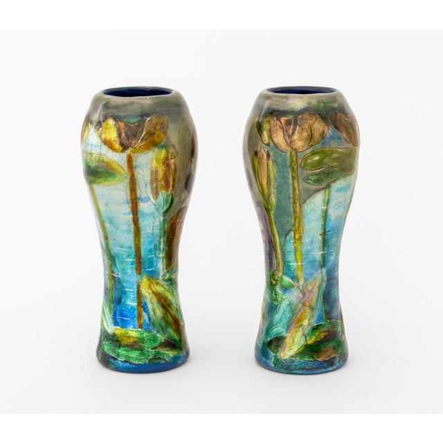 Camille Faure Attr. Enamel Portrait Vases, Pair For Sale In New York - Image 6 of 7