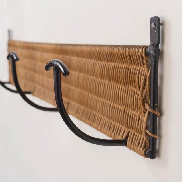 Brown 1950s French Wicker and Iron Wall Hook For Sale - Image 8 of 9
