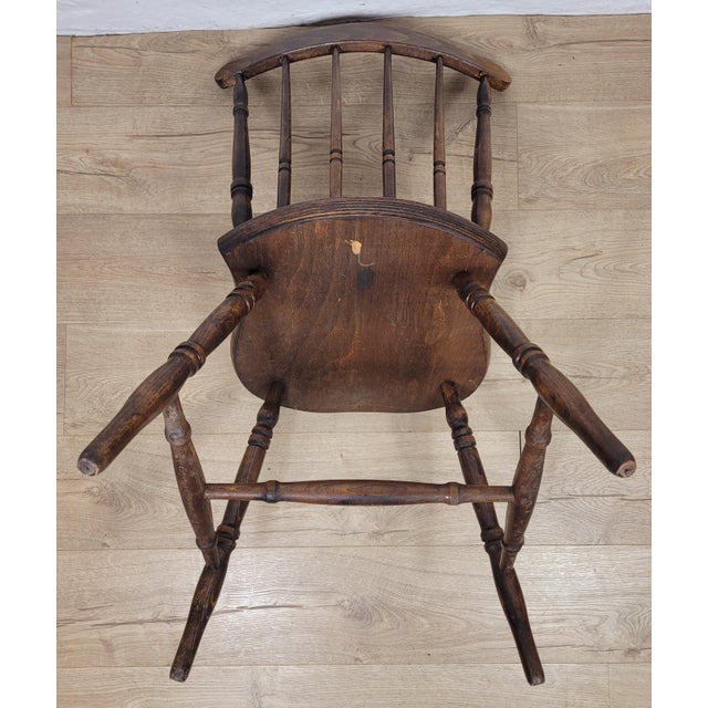 Vintage English Elm Spindle Back Kitchen Chair, 1970 For Sale - Image 14 of 15