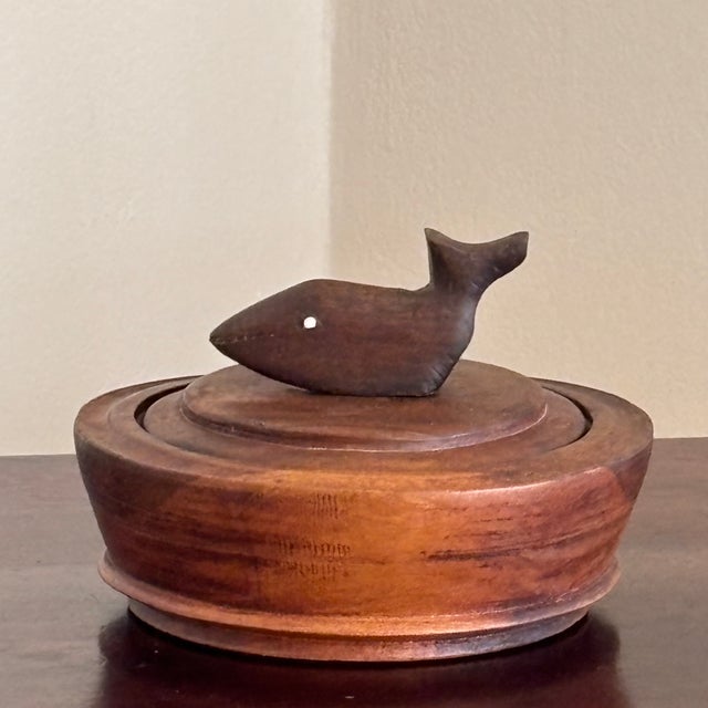 Primitive Turned Wood Trinket Box W/ Nautical Motif For Sale - Image 11 of 18