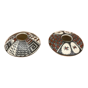 Pair of Signed Geometric Small Mata Ortiz Seed Pots - Benita Moreno & Alvaro Ledezma