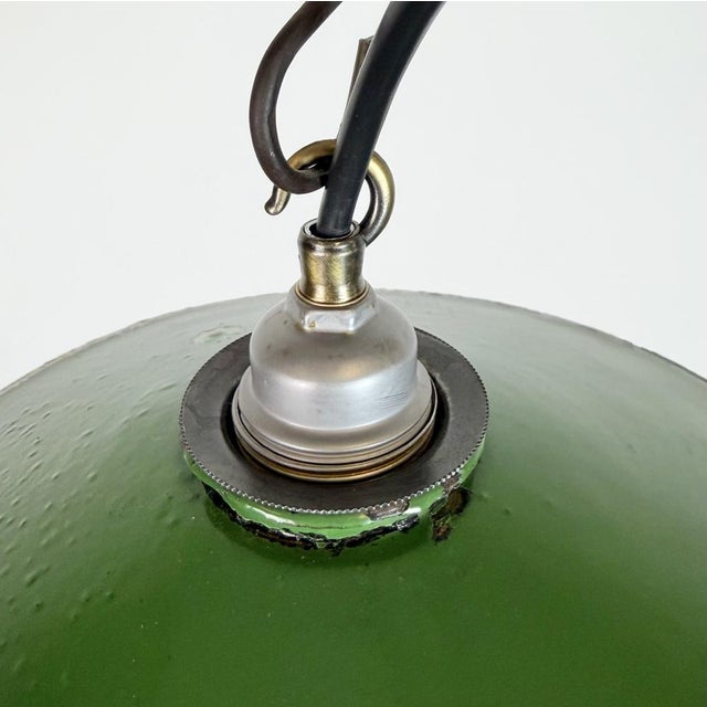 Green Industrial Green Enamel Light, 1950s For Sale - Image 8 of 17