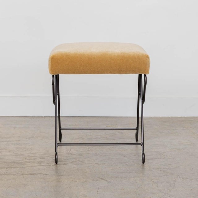 Panoplie Iron Loop Stool, Camel Mohair For Sale - Image 10 of 11