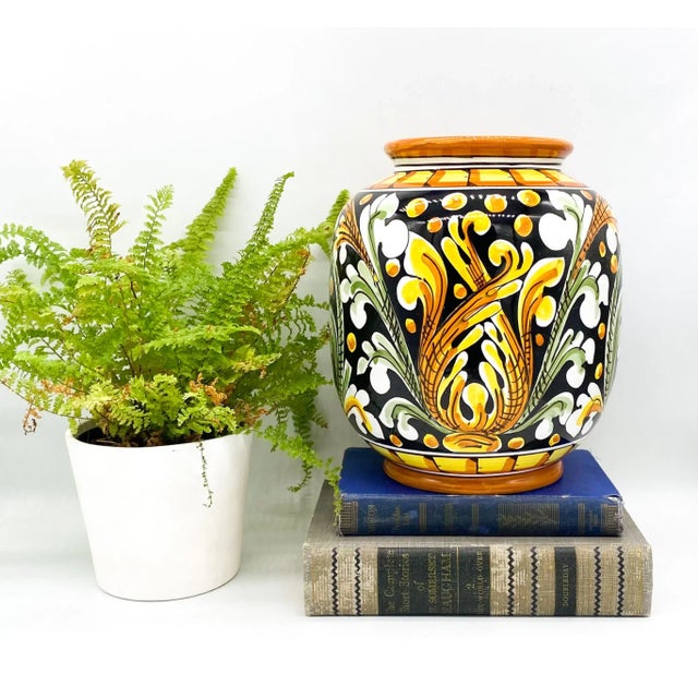 Gorgeous example of Italian ceramics from Caltagirone, also known as “The city of Sicilian ceramics.” Yellow and sage...