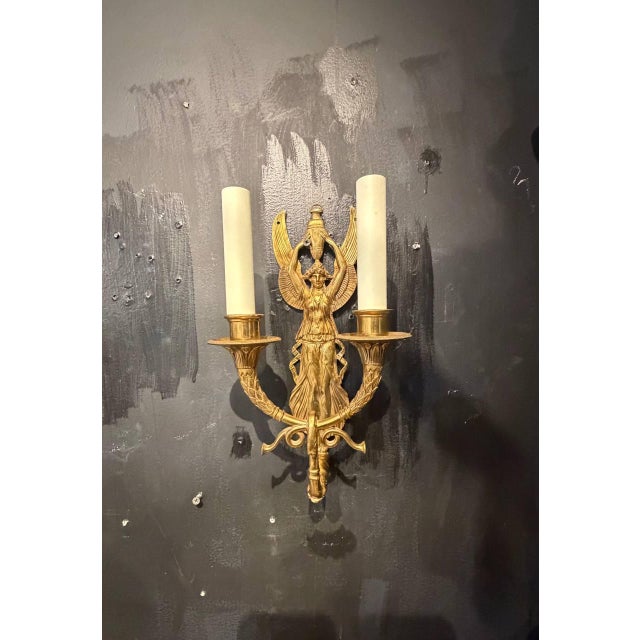 1930 French Empire Style Sconces 2 Lights For Sale - Image 4 of 7