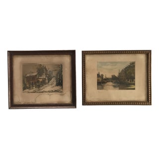 Landscapes, 19th Century, Prints, Framed, Set of 2 For Sale