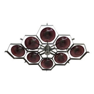 21st Century Beehive Satin Black Nickel Amethyst Bubbles Murano Flush Mount by Fabio LTD For Sale