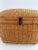 Wood Vintage Chinese Herringbone Weave Cane and Wicker Lidded Basket Storage For Sale - Image 7 of 12