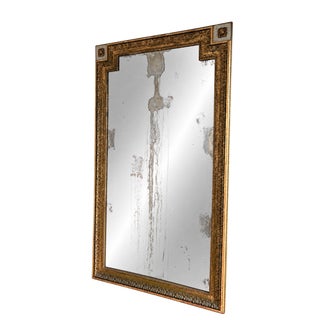 Antique French Louis XVI Directoire Giltwood Mirror With Aged Mercury Glass For Sale