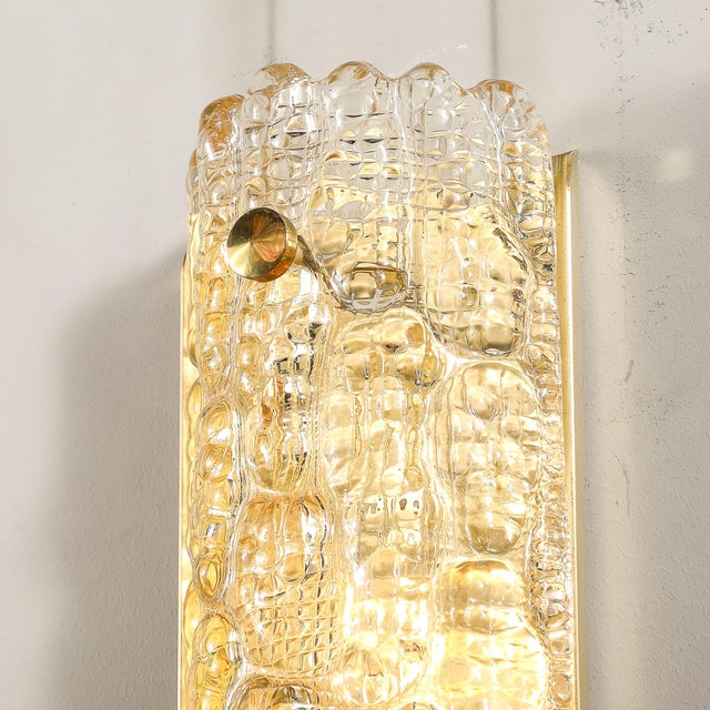 Pair of Mid-Century Mottled Honey Glass Sconces by Carl Fagerlund for Orrefors For Sale In New York - Image 6 of 12