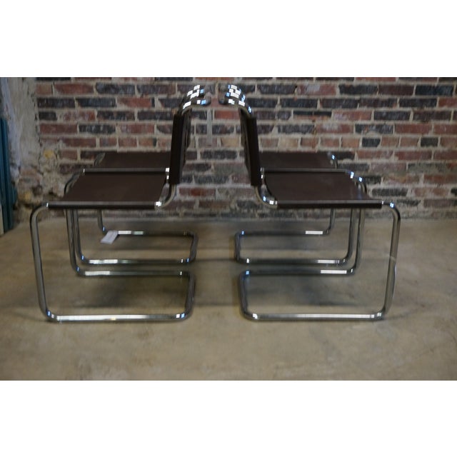 Mid Century Marcel Breuer Chrome & Leather Chairs - Set of 4 For Sale - Image 11 of 11