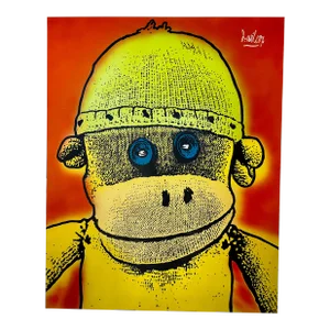 Original Dave Wilcox Oil Painting of a Sock Monkey