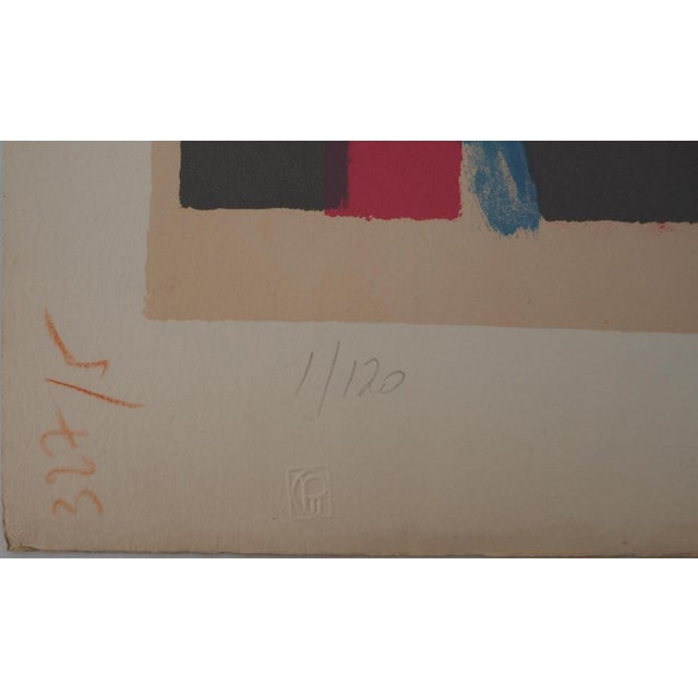 Paul Guiramand, Young Woman Picking Fruit, 1960-70, Original Lithograph For Sale - Image 4 of 8