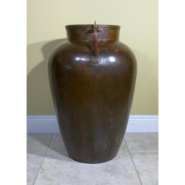 American Large Vintage Hand Hammered Copper Vessel For Sale - Image 3 of 13