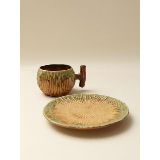 Vintage-Style Coffee Cup and Saucer Set - Set of 2 For Sale In Los Angeles - Image 6 of 7