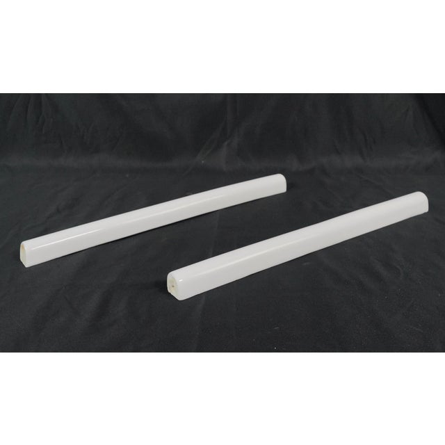 Vintage European rounded pencil wall tiles made of ceramic with a white glazed finish. Good condition with minor surface...