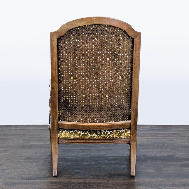 Thomasville Vintage Lounge Chair With Carved Wood Frame and Green Floral Upholstery For Sale In San Francisco - Image 6 of 8