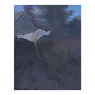 Original Moon and Flower Painting –“Moonflower” by Michelle Farro For Sale