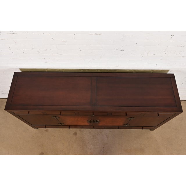 Michael Taylor for Baker Furniture Hollywood Regency Chinoiserie Mahogany Sideboard Credenza For Sale - Image 11 of 15