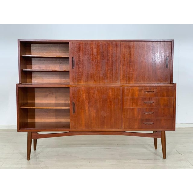 Vintage Danish Teak Highboard Cabinet For Sale - Image 5 of 12