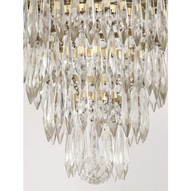 Mid 20th Century Neoclassical Crystal Wedding Cake Flush Mount Chandelier For Sale - Image 5 of 13
