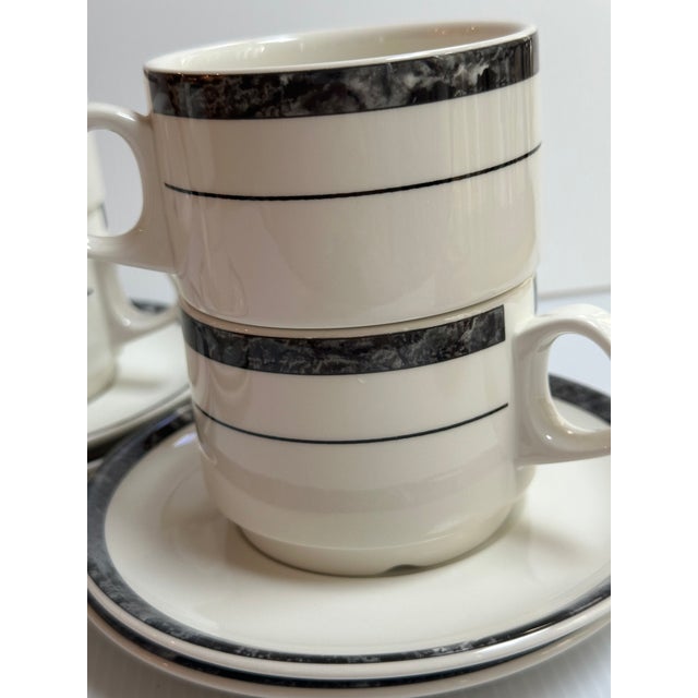 1980s 1980s Villeroy & Boch 6 Coffee/Tea Cups and Matching 6 Saucers Made in Luxembourg For Sale - Image 5 of 16
