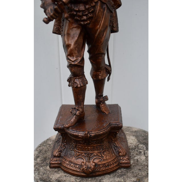 Antique Victorian Spelter Statue Don Cesar Cavalier Musketeer For Sale - Image 14 of 18