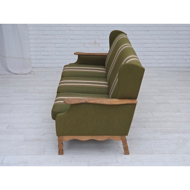 Danish Oak and Wool 3-Seater Sofa, 1970s For Sale - Image 4 of 18